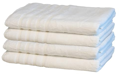 Mosobam Luxury Turkish Towels Set of 4 Bath Sheets 35X70 White Oversize 700 GSM Bamboo Viscose & Aegean Turkish Combed Cotton