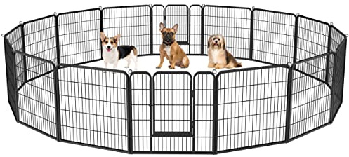 Yaheetech Parc pour Chien 16Panneaux Chenil Enclos en Métal 80 x 80 cm Noir