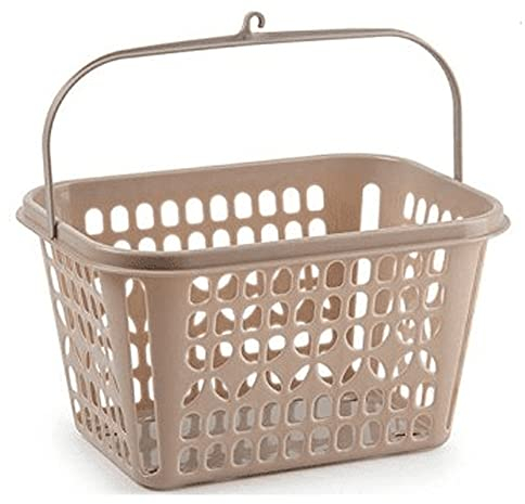 CABLEPELADO Cesta de plastico para Pinzas, Canasto para Pinzas, Cesta de Tender, Capacho para Pinzas, Bolsa para Tender, 25 cm Largo x 18 cm Fondo x 14 cm Alto, Plástico, Beige
