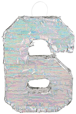 Boland - Chiffres Pinata, taille 40 x 28 x 8 cm, chiffre holographique, numéro, argent, Jubilé, Anniversaire, Décoration, Jeu de fête