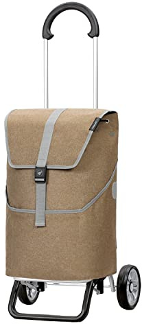 ANDERSEN Einkaufstrolley - Scala Shopper Plus Mikkel beige | sehr leicht, klappbar, klein zusammenlegbar, bis 30 kg - Tasche mit Thermofach, Rucksackfunktion, Fronttasche, 37 L
