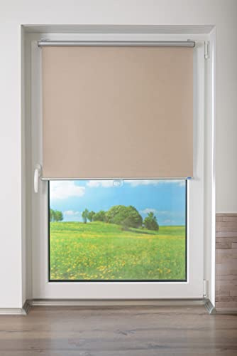 K-Home® Thermo Springrollo/Mittelzugrollo mit modernen Struktur Stoff Sahara B95 x H150 cm