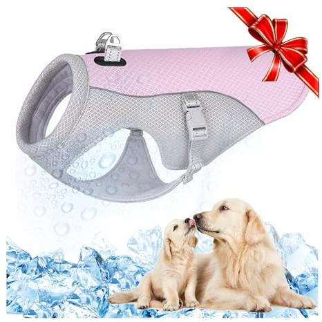 TVMALL Hundekühlweste Atmungsaktives Mesh Hundejacke Sommer Cooler und Komfortabler Hundemantel Verstellbar Mit Reflektierendem Streifen Haustierkleidung Geeignet für Große Mittlere und Kleine Hunde