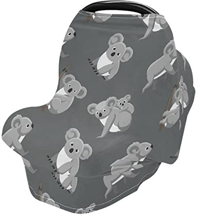 Mnsruu Niedlicher Koala Stillbezug Stillschal Autositzbezüge für Babys Säugling Dehnbar Weich Atmungsaktiv Mehrzweckbezug Cover Ups, Geschenk für Jungen Mädchen