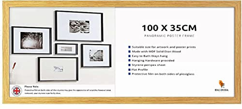 DEALS ON DEAL Panoramic Picture Frame 100cm x 35cm Picture Frames Photo Frames Poster Frame Portrait & Landscape Poster, Photo, Art or Print Frame Ideal for Home or Office Decor (Oak)