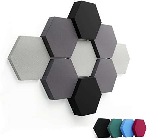 FENNEXT® Schallabsorber Wand Paneele [9 Stk.] für spürbar reduzierte Geräusche I Modernes Akustikbild aus Hexagon Akustikplatten I Unbedenkliche Akustikpaneele hergestellt in der EU I 3D Panels