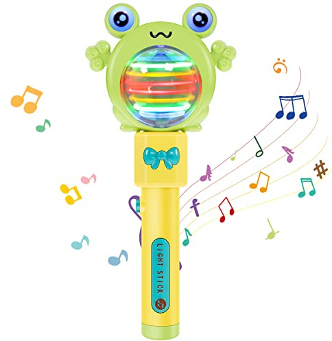 Deuson Light Up Magic Ball Toy Wand for Kids - Multi-Color Rotating LED Wand with Music & Sensory Toys for Autistic Children