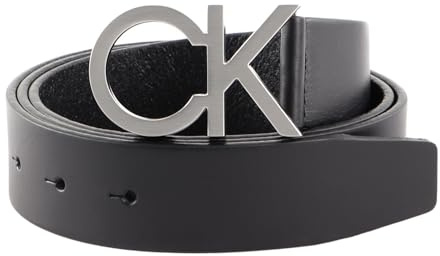 Calvin Klein Uomo Cintura Ck Buckle Belt 3.5 cm Cintura in Pelle, Nero (Ck Black), 90 cm