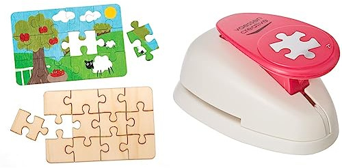 Baker Ross Puzzles aus Holz (8 Stück) – Blanko-Puzzleteile für Kinder zum Verzieren & Vaessen Creative Motivstanzer Jumbo Puzzle Groß Ø5cm