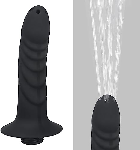 4 Holes Silicone Shower Cleaner Enema Douche System,Handheld Water Shower Nozzle Anal Rinse Vaginal Cleaning Kit for Men and Women, Black