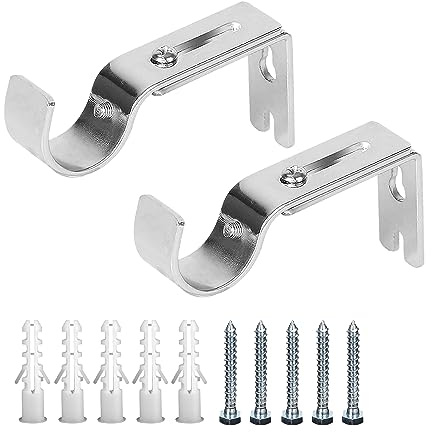 2 Stück Gardinenstangenhalterung, Verstellbarer Gardinenstangenträger, Robuste Vorhangschienenhalterung, Metall-Gardinenstangenbeschläge, Passend Für Gardinenstange (Silber)