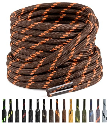 Puzeam 2 Paires Lacets Ronds pour Bottes et Chaussures de Travail, Randonnée, Sécurité - Résistants et Durables - Brun Clair Orange 130 cm