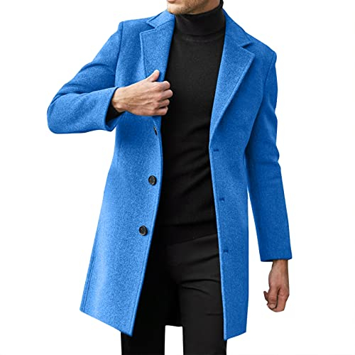 Fulidngzg Cappotti Uomo Invernali, Slim Fit Outerwear Lana Soprabito Elegante Invernale Spolverino Sottile Monopetto Giacca Colletto Risvolto Casual Cappotto Business Lavoro
