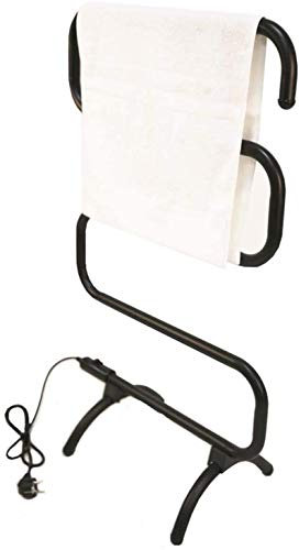 Scaldasalviette da parete per bagno, scaldasalviette riscaldato e stendibiancheria, montaggio a parete e scaldasalviette da appoggio per bagno, portasciugamani elettrico 5bar elettrico da 100 W, nero