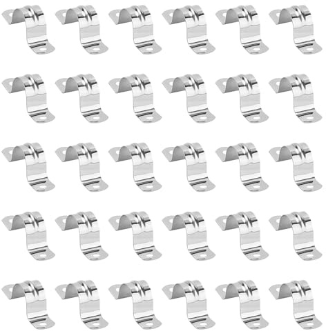 30 PCS 25mm/ 1 Inch Pipe Strap Clamp, 304 Stainless Steel Saddle Clips, U Shape Pipe Bracket for Tube Fixing