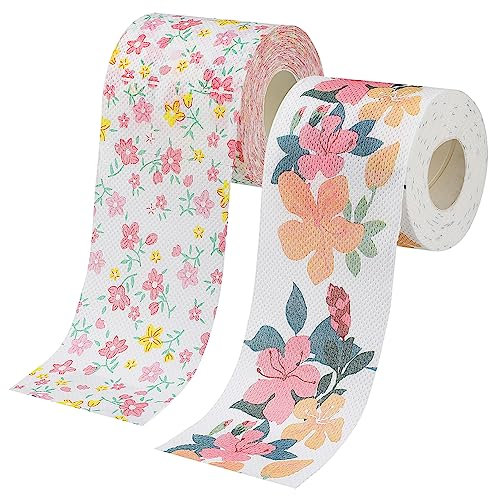KOMBIUDA 2rollen Blumiges Toilettenpapier Bedruckt Farbiges Toilettenpapier Für Täglichen Gebrauch Gefälschtes Für Zuhause Büros Restaurants Hotels Party Kompatibel Mit Meisten