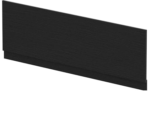 Balterley Wooden Front Bath Panel Covering with Plinth, 1700mm, Straight Front Bathroom Panels for Bathtub, Water Resistant Side Panels for Bathroom Baths (Woodgrain Black)