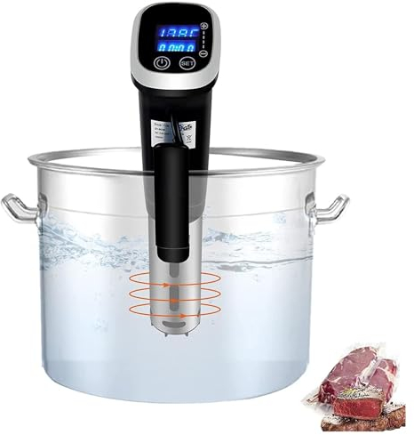 Machine sous vide, thermoplongeur étanche 1200 W avec acier inoxydable 32 °F-194 °F pour la cuisson à basse température des steaks, côtelettes de porc
