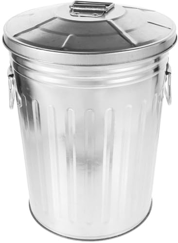 Amosfun Basura Metálica Exterior 8L Cubo Con Tapa Ideal Para Baño y Dormitorio