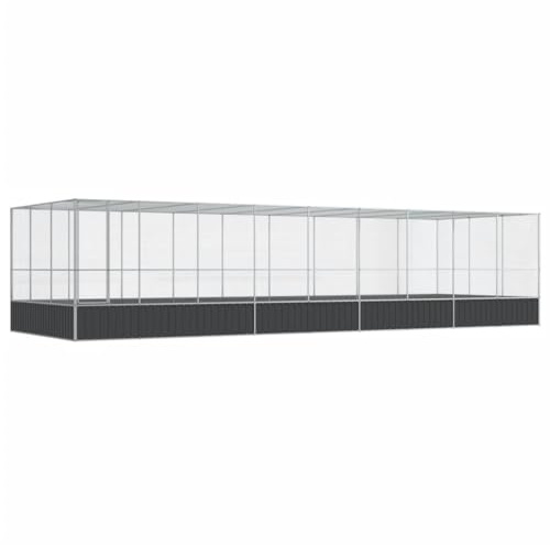vidaXL Voliere mit Erweiterung Silbern 932x307x212 cm Stahl