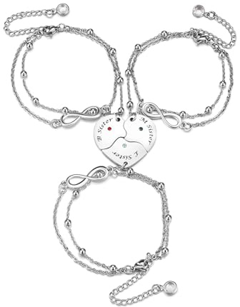 PiercingJak 3-4 Stücke Freundschaftsarmband mit Gravur Herz Puzzle Anhänger Edelstahl Armkette Liebe Freundschaft Unendlich Armbänder Personalisierte Geschenke für BFF Partner Familie