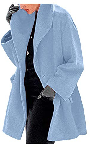 Generisch Wollmantel Damen Winddicht Winter Wollmantel Übergangsmantel Einfarbige Lang Braun Trenchcoat Windjacke Warm Elegante Wintermantel Outdoorjacke Beige mit Knopf Damenmantel Freizeitjacke