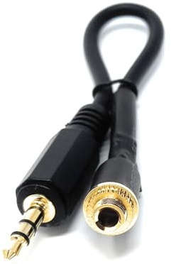 DRUT Panel Mount 3.5mm Male to Female Extension Cable Adapter – 1/8 TRS | Stereo Connector with Locking Nut for Headphones, Microphones, Speakers, DJ & DIY Audio Projects (0.15m)