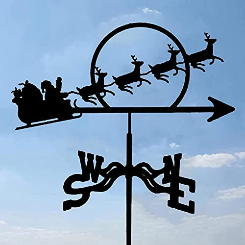 Ruiseawing Wetterfahne im Vintage-Stil, Wetterfahne aus rostfreiem Metall, Messwerkzeuge, Windfahne, Wetterhahn, Windrichtungsanzeiger für Hof, Garten, Architektur, Dachornament (Elchkarren)