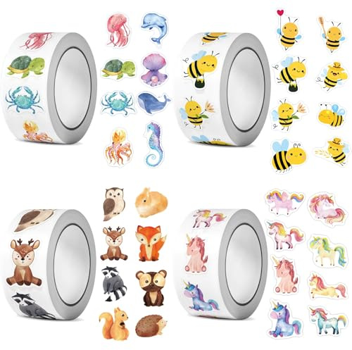 Saijer Sticker Kindle，2000 Pcs Sticker Kinder Stickerbuch Erwachsene Journal Sticker Sticker Tiere Aufkleber Kinder Book Sticker Buch Sticker Lesen Zubehör Cute Stuff Bookish Sticker