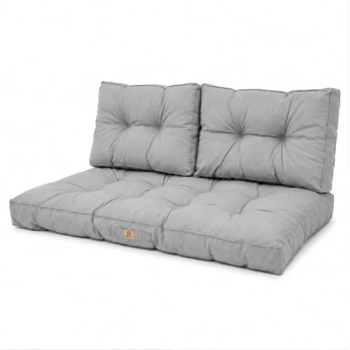 deco arts Coussins pour Salon de Jardin - Coussins extérieur - 100x50 cm - Coussin de Remplacement pour Fauteuil, Banc & Chaise d'extérieur - Imperméable, Confortable & capitonné - Gris Galet