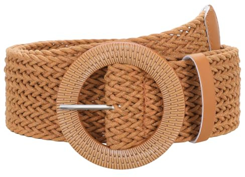 SUOSDEY Breiter Geflochtener Gürtel für Damen, Rattan Taillengürtel für Kleid Gewebter Boho Gürtel 5cm breit braun