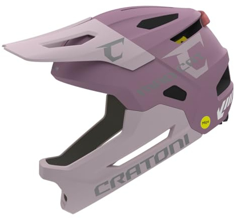 Cratoni Madcat MIPS Fullfacehelm Kinderhelm Fahrradhelm MTB-Helm S/M 49-56 cm (Blush-Rose matt)