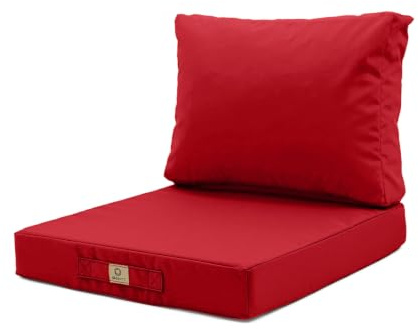 deco arts Coussins pour Salon de Jardin Déhoussable - Coussins extérieur - 50x60 cm - Coussin de Remplacement pour Fauteuil, Banc & Chaise d'extérieur - Imperméable & Confortable - Rouge
