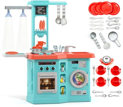 MOLTO | Studio Cuisine Jouet électronique avec lumières + 33 Accessoires – Cuisine pour Enfants avec Four, cuisinière, Machine à Laver et 12 Accessoires – Jouet éducatif pour Enfants