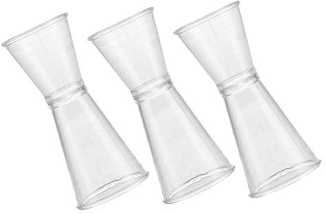 Mikikit 3 piezas Tazas Medidoras de Plástico para Cócteles Jigger Doble Transparente para Bebidas Bar Fiesta y Cocina Accesorios de Coctelero Reutilizables y Resistentes Reutilizable