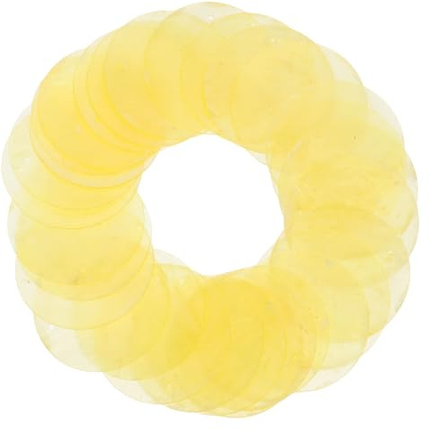 ABOOFAN 30 Piezas Discos Redondos de Concha de Mar con Doble Agujero Colgantes Planos para Manualidades DIY Decoración de Bodas Cortinas y Móviles de Viento Color Limón Amarillo