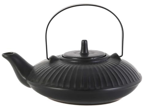 HowHomely | Théière en céramique 600 ml – Style oriental, noir mat, théière classique pour thé en vrac, théière moderne