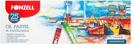 Fonzell Öl-Pastellkreide 25 Farben – Brillante & Deckende Ölpastelle – Ungiftig, Bruchsicher, Leicht zu Mischen – Künstler Pastellkreide Set für Schule & Artist & Hobby