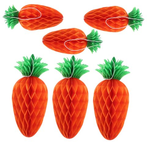 GANAZONO 6 Pezzi Decorazioni Pasquali Nido a Cellule Palline Appendibili Forma di Carota Addobbi Festa per Casa Classe e Party Compleanno