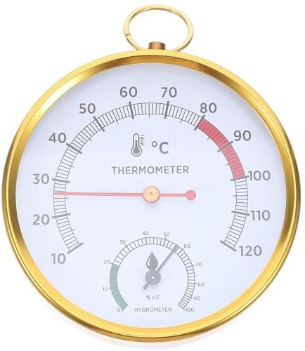 CLISPEED Termómetro Higrómetro para Sauna y SPA, Resistente Alta Temperatura, Medidor Analógico Pequeño, Colgable para Control Humedad y Temperatura en Sala de Vapor