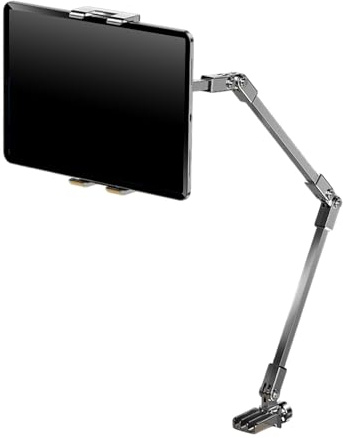 Cnrfeoap Support de tablette pliable réglable et flexible avec rotation à 360 degrés pour téléphone portable, support de téléphone en métal avec pince