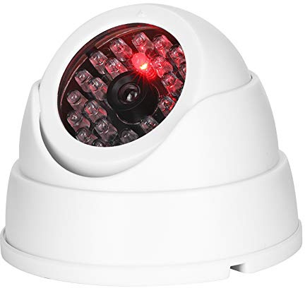 Topiky Simulerad övervakningskamera, Dummy Dome Kamera, Mr-18b Trådlös Inomhus Utomhus Simulerad Dome Kamera med 30 St Dummy IR Lysdioder, Falsk Säkerhetskamera för Hemmakontor Butik