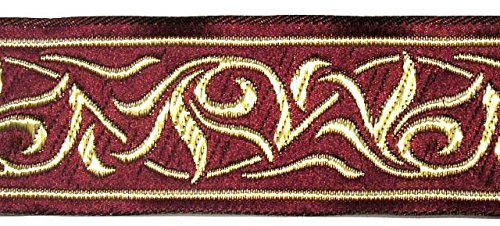 10m Renaissance Fleur Borte Webband 35mm breit Farbe: Bordeaux-Gold von 1A-Kurzwaren 35001-bogo