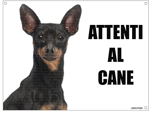 PINSCHER attenti al cane mod 1 TARGA cartello IN METALLO (15X20)