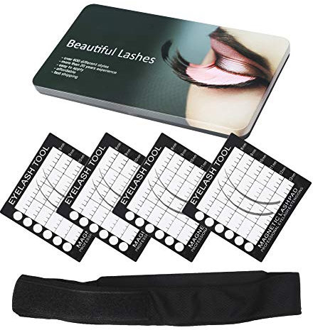 Magnetic Eyelashes Pad, Lash Pad Eyelash Extension Hanging Magnetic Headband With 4 Lash Pad Holder For Grafted Eyelash Extension (Black)