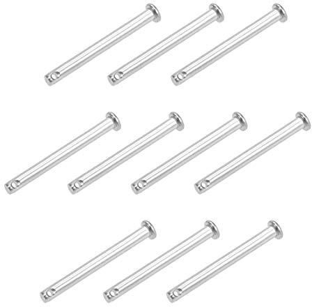sourcing map 10 Stück Steckbolzen Splintstift Flachekopf Einloch Gabelkopfstifte Gelenkstift 5mm x 50mm aus Edelstahl 304