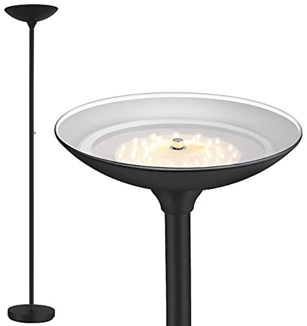 BoostArea Torchiere Floor Lamp, 30W Super Bright LED Standing Lamp, Stepless Dimmable Pole Lamp with 3000K Lighting, Rotary Switch, 70 Inch Tall Metal Modern Floor Lamps for Living Room/Bedroom Black