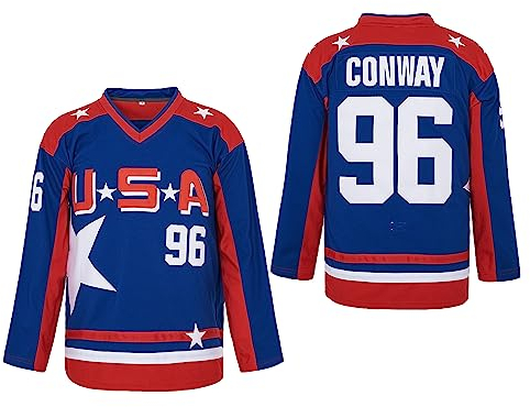 Men's #96 Charlie Conway Mighty Ducks Team USA Movie Hockey Jersey Stitched Size S