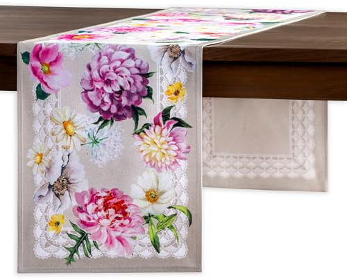 Maison d'Hermine Runner da tavolo in 100% cotone, lunghezza 150 cm, per casa, cucina, sala da pranzo, feste, matrimoni, Primavera Estate (Pivoine, 50 cm x 150 cm) | 150 cm di lunghezza, per casa, cucina, sala da pranzo, feste, matrimoni, addio al nubilato, casa, primavera, estate, peonia