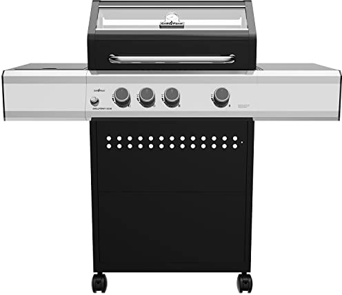 Grillfürst Gasgrill S330G - 3-Brenner Gasgrill, Grillwagen mit Sichtscheibe, Outdoor Grill mit Seitenkocher, doppelwandigem Deckel und Gusseisen-Rosten
